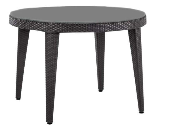 110X110 Yuvarlak Rattan Masa Camlı 