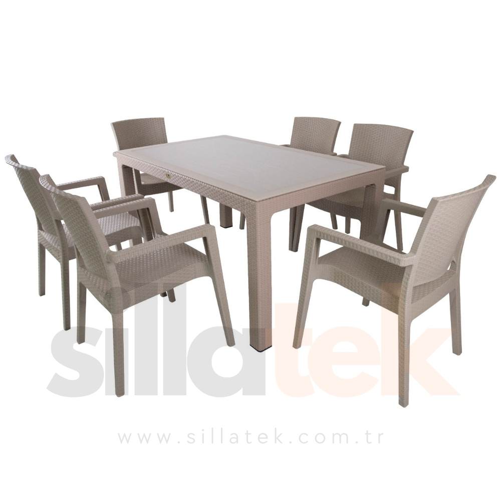 Zeus 6'lı Sandalye Masa Set (Camlı) 90*150